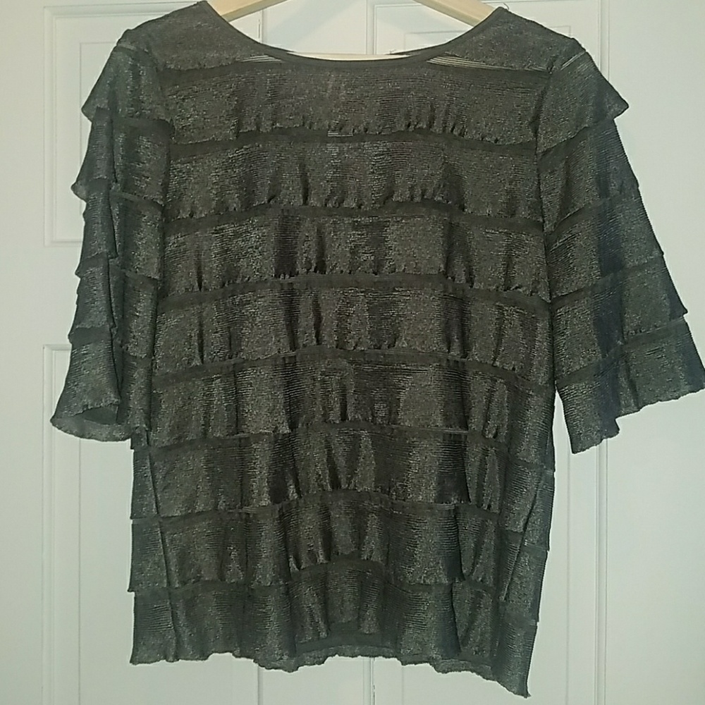 Anthropologie Ruffled olive green shirt